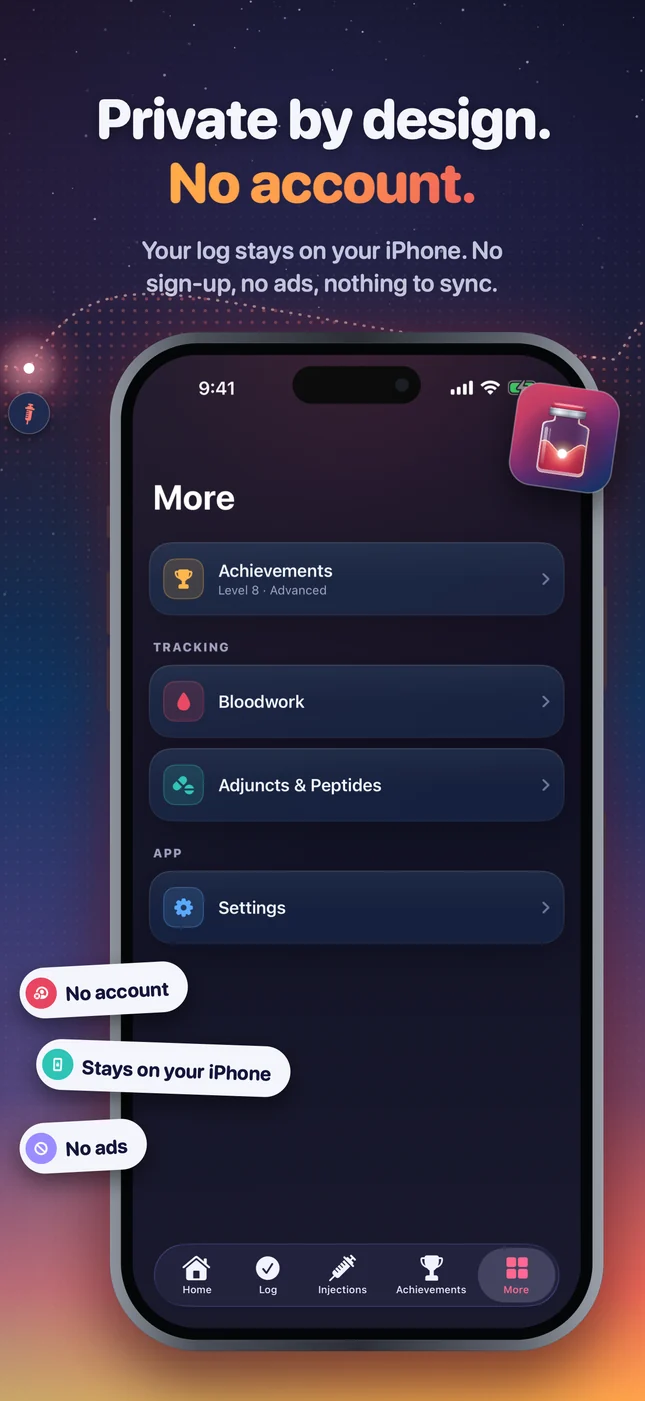 Trough privacy: no account, data stays on your iPhone, no ads