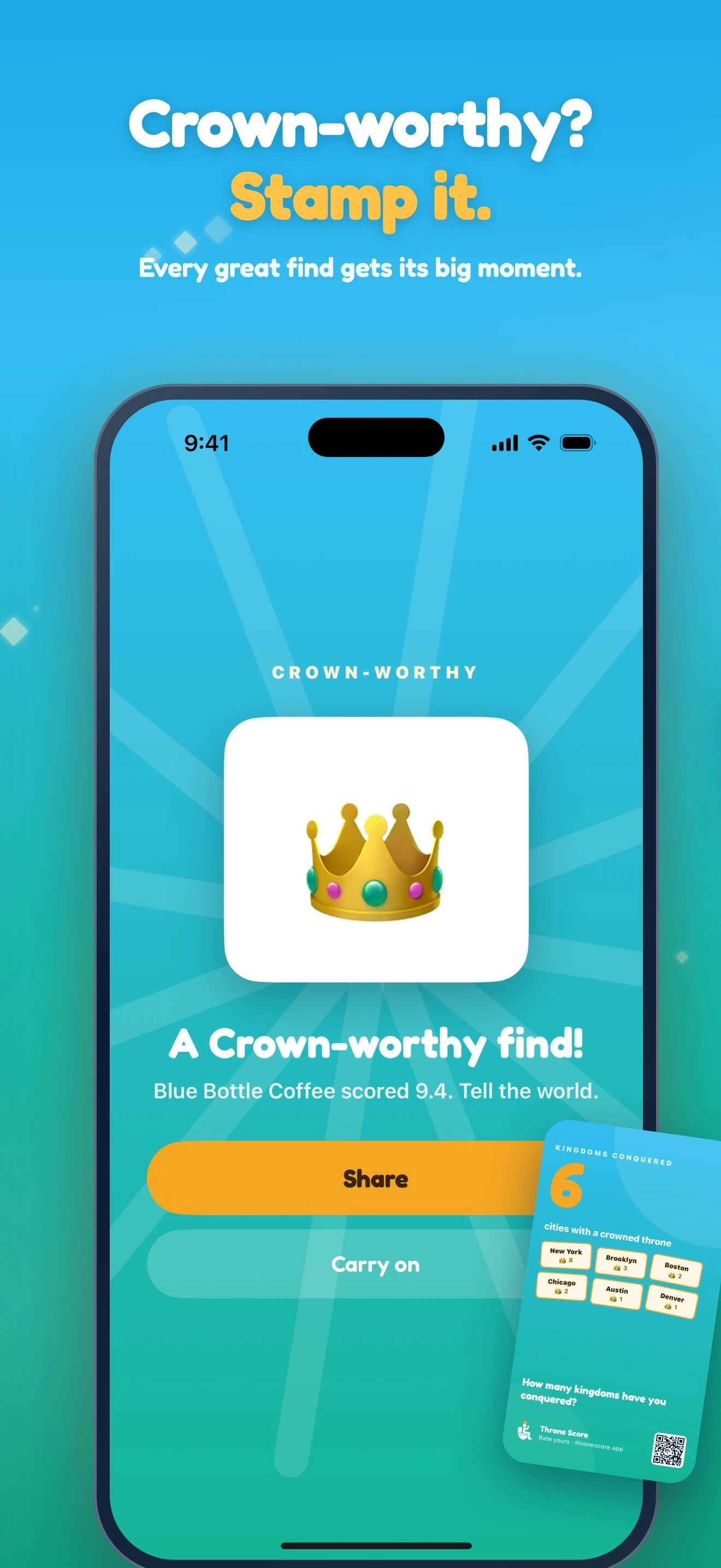 Crown Slam celebration for a crown-worthy find