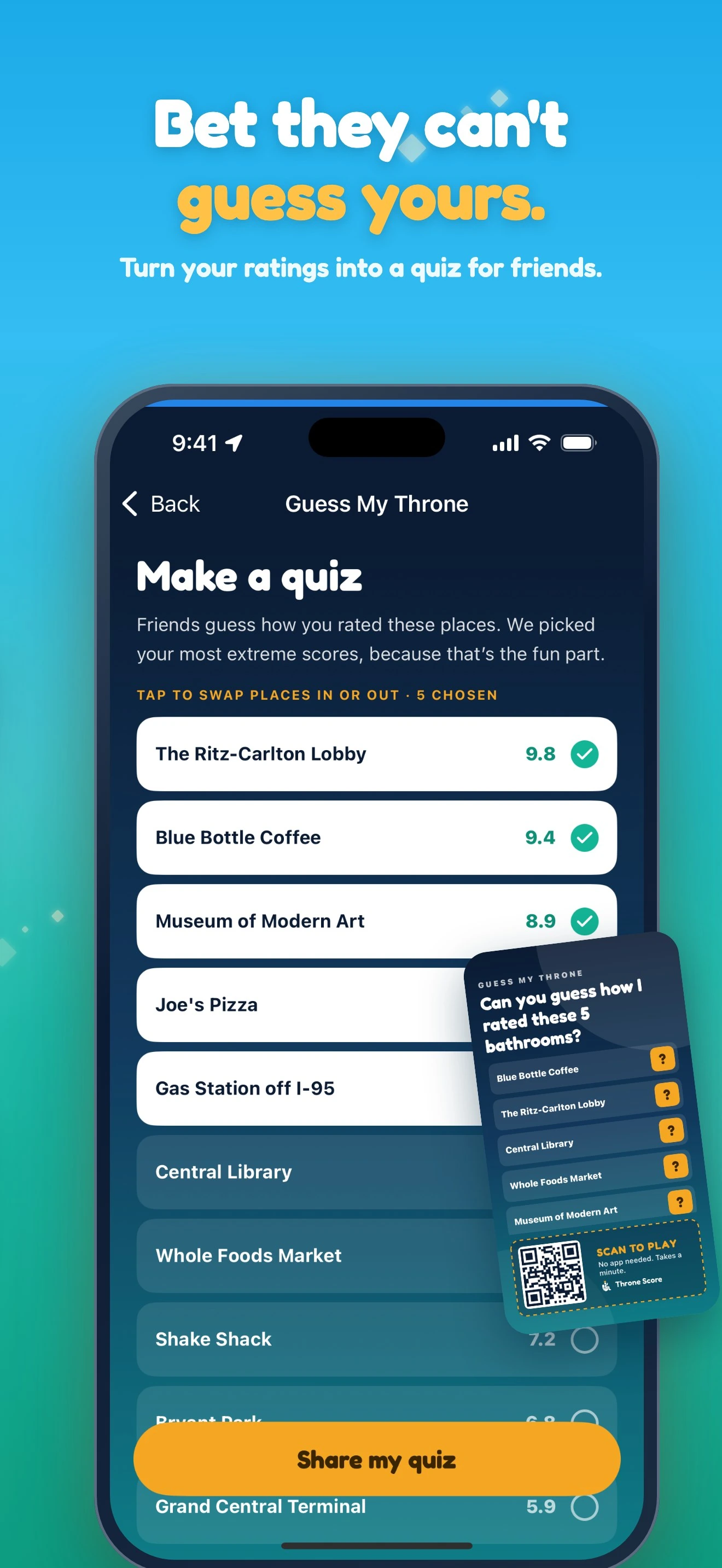 Guess My Throne quiz builder