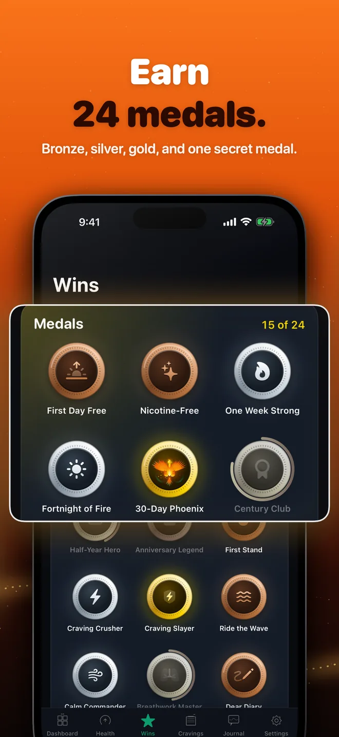 Medal collection: 24 bronze, silver and gold medals